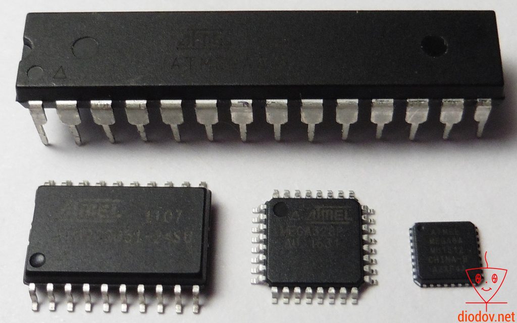Микроконтроллеры в разных типах корпусов