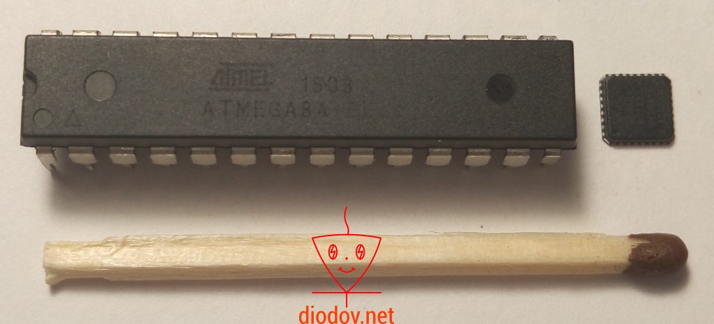 Микроконтроллер ATmega8 в DIP и QFN корпусах