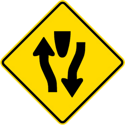 Traffic sign of Malaysia: Warning for a divided road