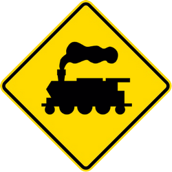 Traffic sign of Malaysia: Warning for a railroad crossing without barriers