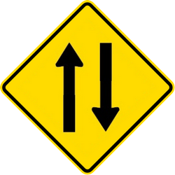 Traffic sign of Malaysia: Warning for a road with two-way traffic