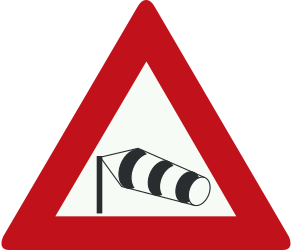 Traffic sign of Netherlands: Warning for heavy crosswind