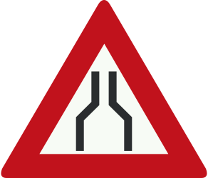 Traffic sign of Netherlands: Warning for a road narrowing