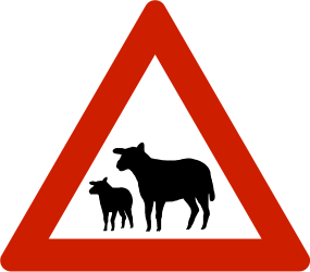Traffic sign of Norway: Warning for sheep on the road