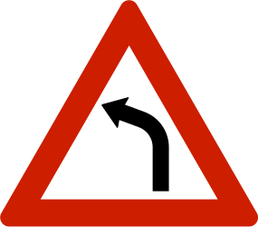 Traffic sign of Norway: Warning for a curve to the left