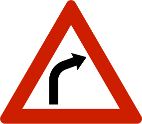 Traffic sign of Norway: Warning for a curve to the right