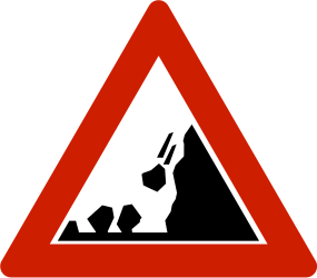 Traffic sign of Norway: Warning for falling rocks