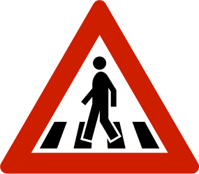 Traffic sign of Norway: Warning for a crossing for pedestrians