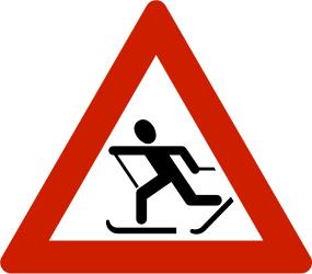 Traffic sign of Norway: Warning for skiers