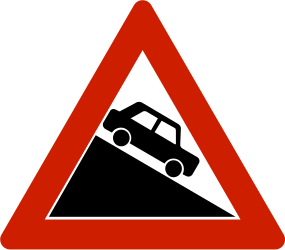 Traffic sign of Norway: Warning for a steep descent