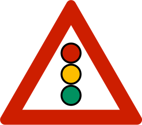 Traffic sign of Norway: Warning for a traffic light