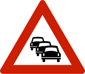 Traffic sign of Norway: Warning for traffic jams