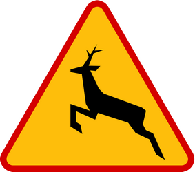 Traffic sign of Poland: Warning for crossing deer