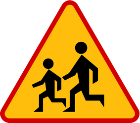 Traffic sign of Poland: Warning for children