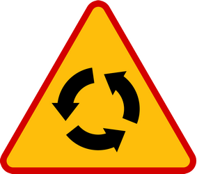 Traffic sign of Poland: Warning for a roundabout