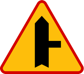 Traffic sign of Poland: Warning for side road on the right