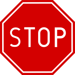 Traffic sign of Poland: Stop and give way to all drivers