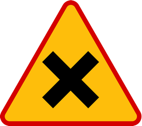 Traffic sign of Poland: Warning for an uncontrolled crossroad