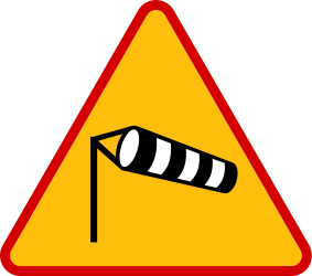 Traffic sign of Poland: Warning for heavy crosswind