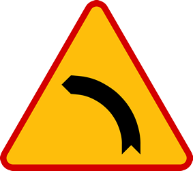 Traffic sign of Poland: Warning for a curve to the left