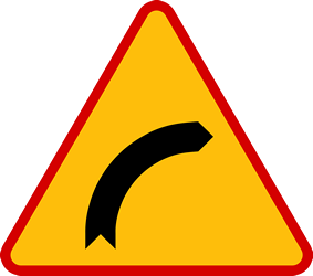Traffic sign of Poland: Warning for a curve to the right