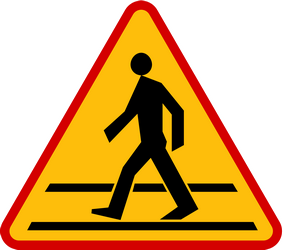 Traffic sign of Poland: Warning for a crossing for pedestrians