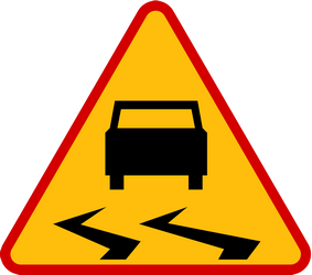 Traffic sign of Poland: Warning for a slippery road surface