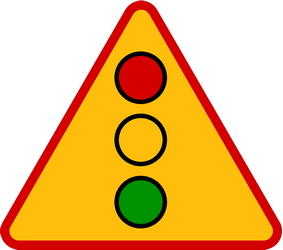 Traffic sign of Poland: Warning for a traffic light