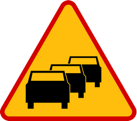 Traffic sign of Poland: Warning for traffic jams