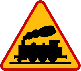 Traffic sign of Poland: Warning for a railroad crossing without barriers