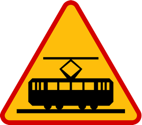 Traffic sign of Poland: Warning for trams