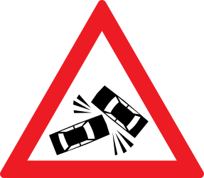 Traffic sign of Romania: Warning for accidents