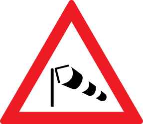 Traffic sign of Romania: Warning for heavy crosswind