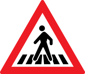 Traffic sign of Romania: Warning for a crossing for pedestrians