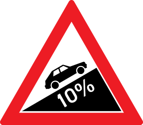Traffic sign of Romania: Warning for a steep ascent
