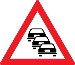 Traffic sign of Romania: Warning for traffic jams