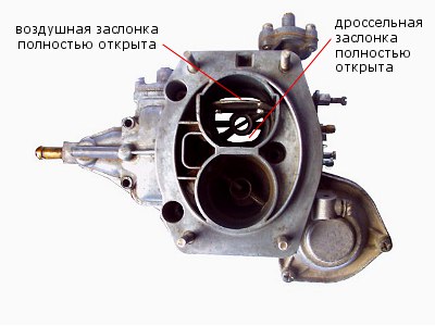 дроссельная заслонка 2105. 2107 Озон открыта