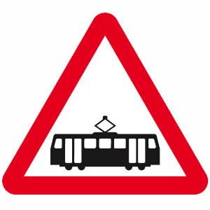 Trams crossing sign