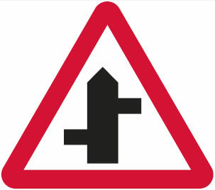 Staggered junction / crossroads sign